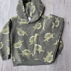 Carter's Green Dinosaur Fleece Hoodie and Pants Set